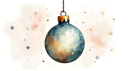 Wall Mural - beautiful handmade christmas bulb watercolor illustration xmas ball design features unique textures colors