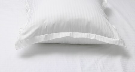 Canvas Print - Bed with white clean linens and pillow