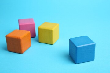 Poster - Many colorful cubes on light blue background