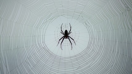 black-web-with-a-spider-on-a-white