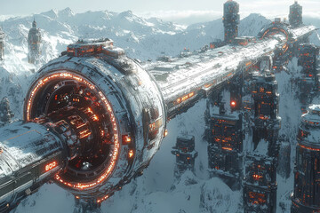 Aufkleber - A space station located at the crossroads of multiple universes, symbolizing the center of the multiverse. Concept of travel.