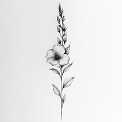 Flower minimalist tattoo design black and white art illustration sketch drawing