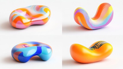 Poster - Vibrant Abstract Shapes on a Light Background Generative AI