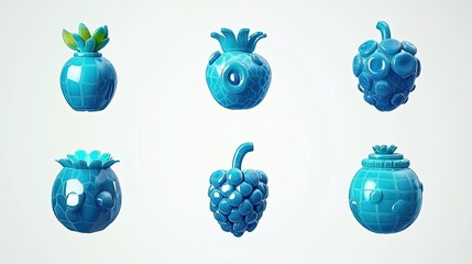 Poster - Colorful Blueberry Fruit Icons Featuring Unique Designs and Textures Generative AI