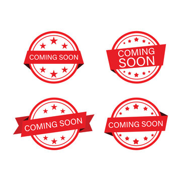 Ribbon And Coming Soon Text Set Vector Design.
