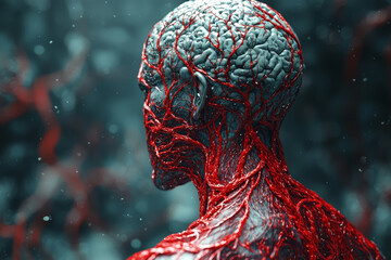Aufkleber - a human body where blood vessels are depicted as roads, showing the flow of life and the importance 