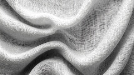 Fototapete - Delicate white fabric is artistically arranged, emphasizing its soft textures and subtle patterns. Natural light highlights the intricate weave, creating a calm and peaceful atmosphere.