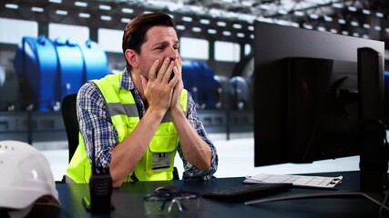 Poster - Unhappy Sad Engineer At Power Plant