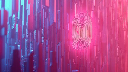 Poster - Cyber technology fingerprinting for personal data. Security system with fingerprinting