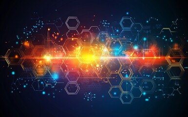 Poster - Hi-tech digital technology abstract geometric shape background. Space for text.