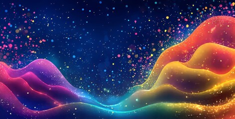 Poster - Dot point connected by gradient line with aesthetic Intricate wave line design, internationalization social network or business technology concept.