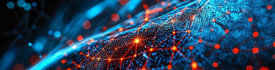 Poster - Digital technology with plexus background and space for your text. Abstract geometric background with dots and lines connecting them.