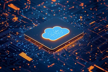 Poster - An icon representing cloud technology for a global business concept of online shopping