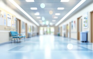Poster - Abstract blurred technology background for a business corridor or shopping mall. Medical and hospital corridor with a modern laboratory (clinic).