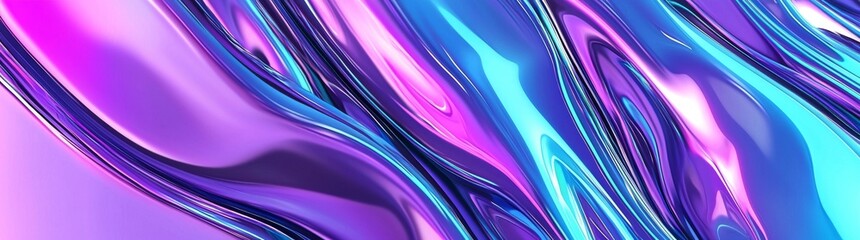 Poster - Blue and purple abstract dynamic background. Vivid neon swirls on the surface.