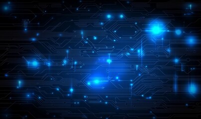 Poster - Computer blue circuit mainboard futuristic background modern illustration.