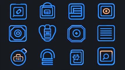 Poster - UI elements of futuristic interface. High tech holographic bars. UI icons. Modern illustration set with circles and rectangles.
