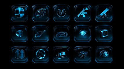 Poster - Interface elements, high tech frames. Holographic hud user interface elements. Circle and rectangular shapes borders.