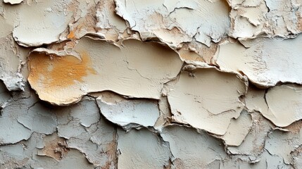 Leinwandbilder - The surface shows an intricate pattern of peeling paint, with various layers and shades blending together, illuminated softly by natural light, showcasing age and texture.