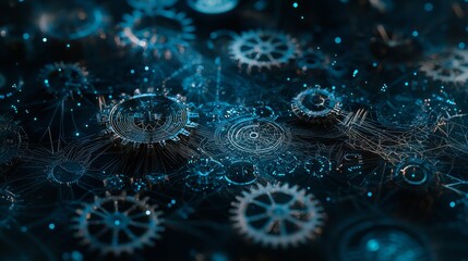 Poster - background of an abstract technology concept. gear wheel. big data concept. illustration in 3d. rend