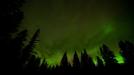 Wall Mural - night sky with multicolored aurora and moody clouds in this timelapse.