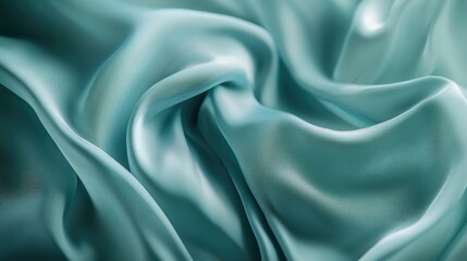 Aufkleber - Delicate aquamarine silk fabric draped with gentle folds flowing gracefully