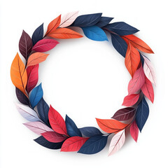 Wall Mural - Colorful leaves form a wreath, perfect for adding a touch of nature to your designs.