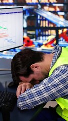 Poster - Tired Man With Narcolepsy Sleeping