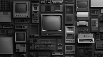 A monochromatic background in shades of grey mimicking the classic monochrome display of old computers.