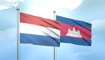 Netherlands and Cambodia Flag Together A Concept of Relations