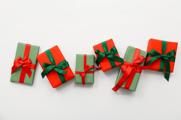 Christmas gift boxes on white background