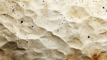 Aufkleber - The crinkled surface of light brown paper displays various dark speckles and an uneven texture, evoking a rustic, vintage feel. The warm tones enhance its aged appearance, perfect for crafting.