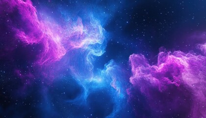 Wall Mural - Colorful cosmic clouds swirl in a vibrant nebula under a starry sky