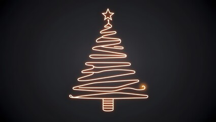 Wall Mural - Digital neon illustration of a Christmas tree shadow.