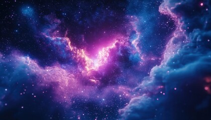 Wall Mural - Vibrant cosmic nebula emits brilliant colors in the depths of space at night