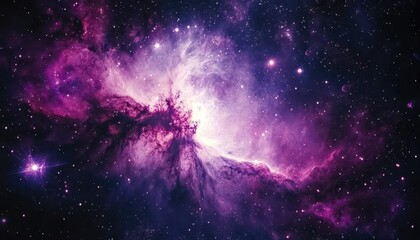 Wall Mural - Nebula in vibrant colors shining bright in the depths of space at nighttime