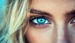 © Anastasiia - Close-up of striking blue eye with blonde hair in natural light outdoors