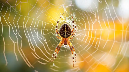 Wall Mural - spider web with dark background