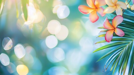 Poster -   A photo captures a close-up shot of a palm tree's cluster of flowers, accompanied by blurred lighting in the background