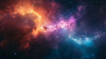 Colorful nebula and starry sky, with magical colors and cosmic dust