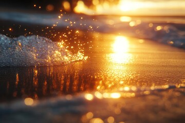 Aufkleber - Sparkling Water at Sunset with a Blurred Background
