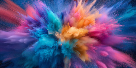 Poster - Colorful powder exploding creating abstract shape and texture