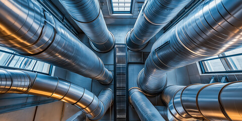 Industrial ventilation system distributing fresh air in modern building