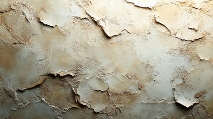 Poster - A close-up view of a weathered wall reveals layers of peeling plaster that showcase a natural palette of earthy tones. The texture highlights the passage of time and neglect.