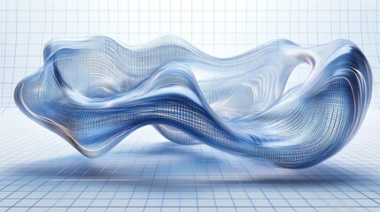 Poster - Abstract Blue Wave with Grid Background