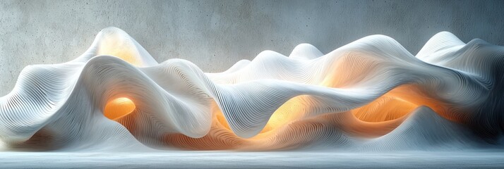Poster - Abstract White Wave Structure with Glowing Interior