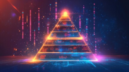 Poster - Digital Pyramid with Futuristic Light Effects