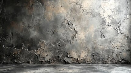 Aufkleber - The setting features a striking gray wall with a unique texture, ideal for artistic endeavors or as a stylish background in contemporary spaces.