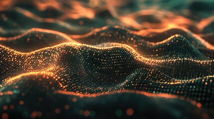 Poster - 3D polygonal mesh glowing with data connections on a futuristic digital background.