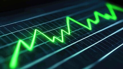 Poster - Green Financial Chart on Dark Background